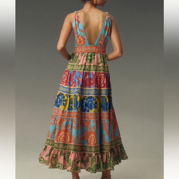 New FARM Rio Garden Mix Midi Dress - Picture 2 of 4